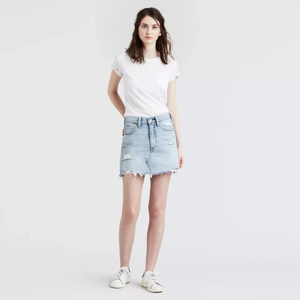 Levi's Womens Deconstructed Mini Skirt What's The Damage ‎ Blue Size 26